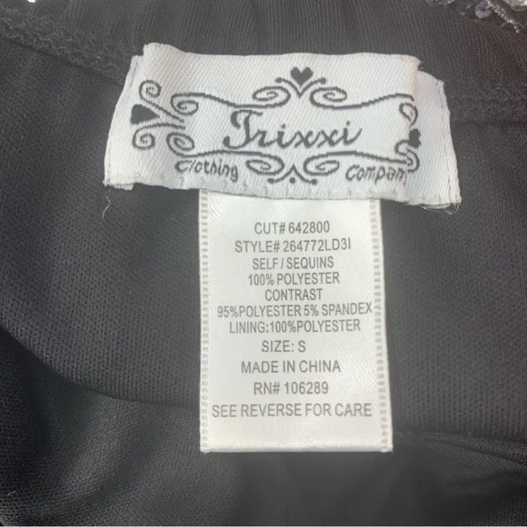 Trixxi Mini Dress Size Small Colorblock Black Blouse and Silver Sequined Skirt - Picture 7 of 8